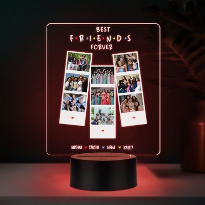 Personalized Best Friend Forever Photo Collage LED Lamp with Multicolored Light Birthday Gift for Bestie Memorable Gift for Friends